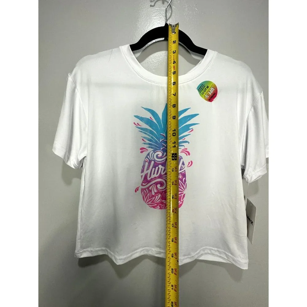 HURLEY Girls White UPF 50+ Shirt LARGE